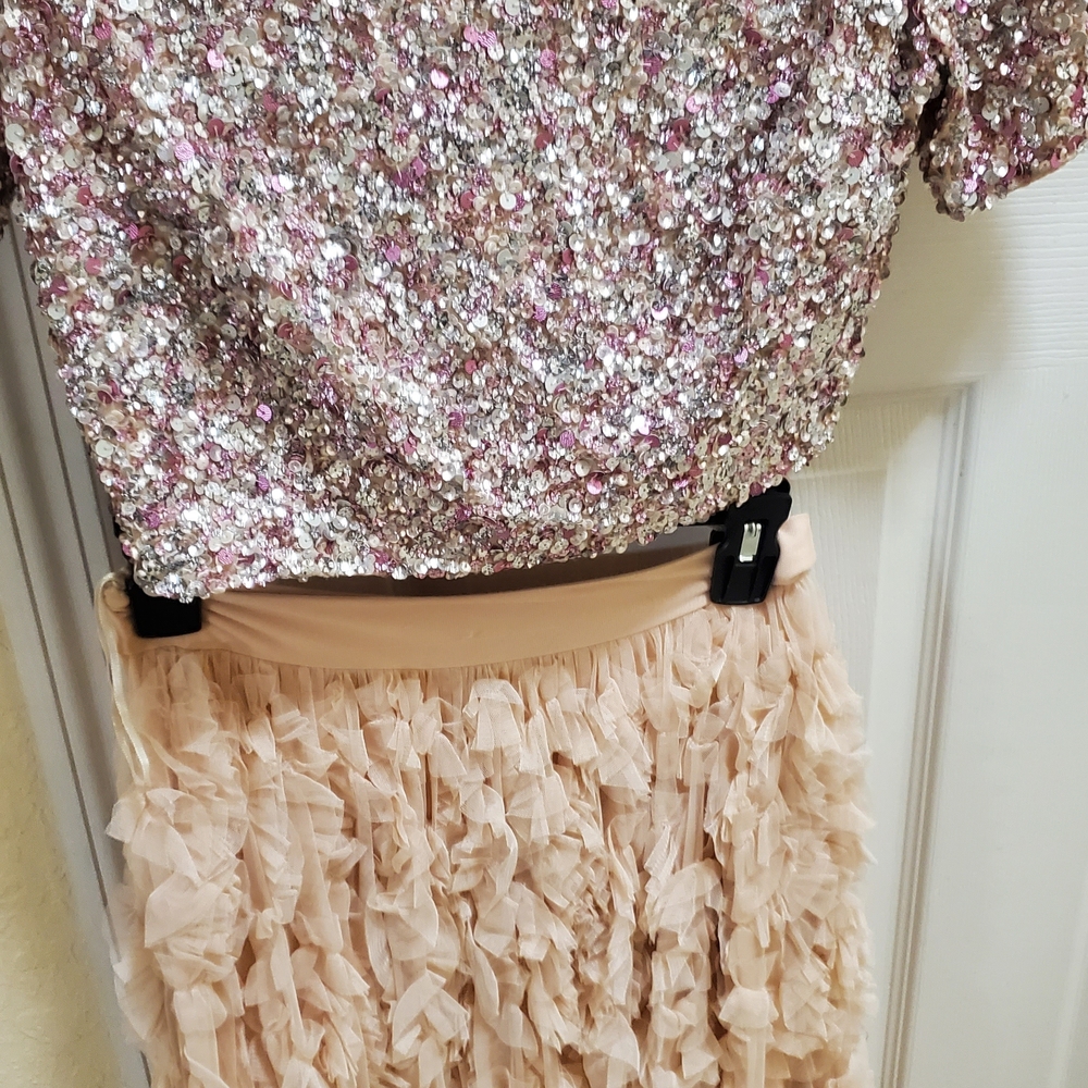 Sequin Top and Ruffle Skirt Set